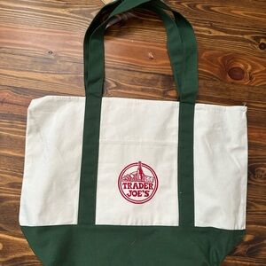 Trader Joe's large canvas tote green